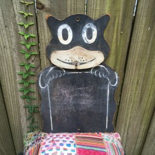 Vintage Antique Cartoon Character - Felix The Cat Chalkboard Rare Worn Patina