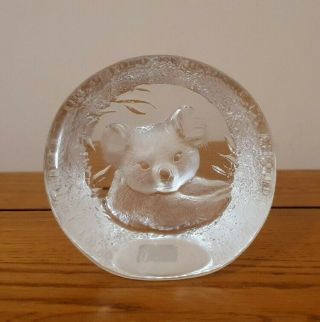 Rare Mats Jonasson Crystal Koala Bear Glass Paperweight -.