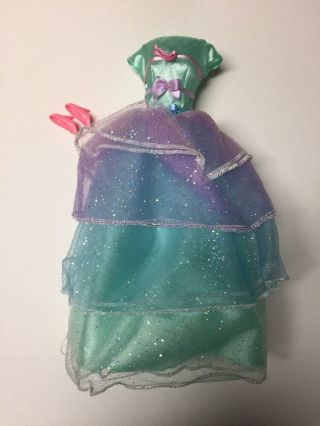Barbie Doll,  Turquoise Green Pink Dress,  Pink Lace Shoes High Heel