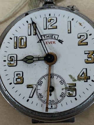 Antique Thiel Alarm Pocket Watch Silver Tone Made In Germany 1920