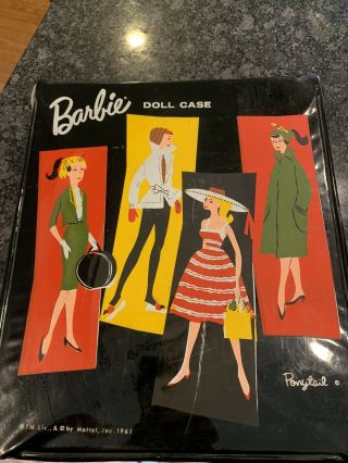 Vintage 1961 Ponytail Barbie Carrying Case Wardrobe Trunk Black By Mattel