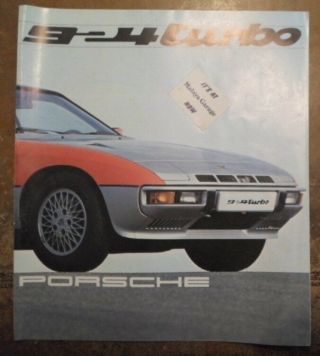 Porsche 924 Turbo Orig 1979 Uk Mkt Rare Large Format Sales Brochure In English