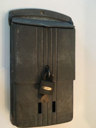 Antique Vintage Metal Wall Mount Mail Letter Post Box Mailbox Lock Key