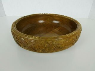 Rustic Vintage Style Hand Carved Wooden Bowl 7.  5 "