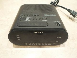 Sony Dream Machine Vintage Digital Alarm Clock Am Fm Radio Black Model Icf - C218