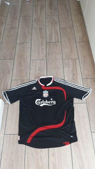 Rare Mens Liverpool Fc Football Black European Away Shirt 2007 - 08 Size L