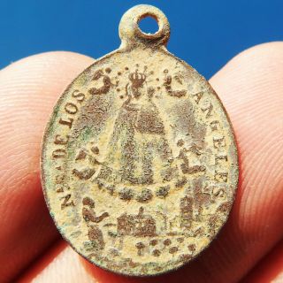 1884 Our Lady Of The Angels Medal Antique Religious 19th Century Pendant Found