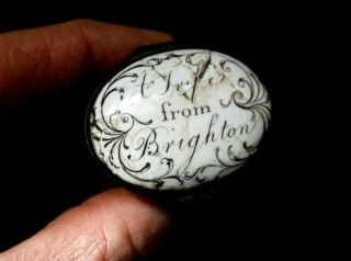 Rare Antique 18th Century Bilston Enamel Patch Box A Trifle From Brighton,  C1790