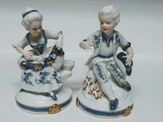 Seymour Mann Vienna Woods Fine China Blue White Gold Victorian Courting Couple