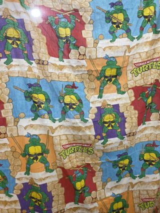 Vintage Teenage Mutant Ninja Turtles Flat Twin Sheet 1988 Mirage Studios
