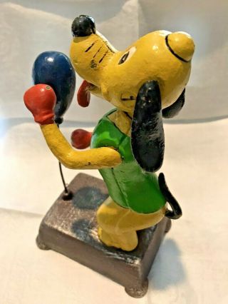 Vintage Antique Style Cast Iron Boxing Dog Mechanical Toy