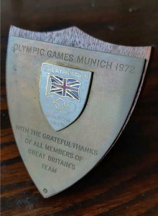 Rare 1972 Munich Olympic Games Thanks Award From Members Of England 
