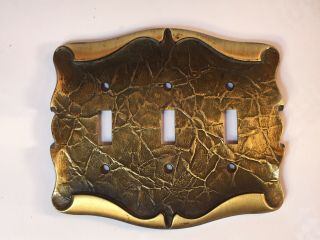 Vtg Amerock Carriage House Triple Light Switch Wall Plate Cover Brass