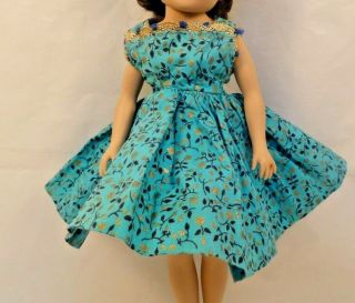 Vintage Premier Aqua Floral Cotton Print Day Dress Little Miss Revlon Jill Toni