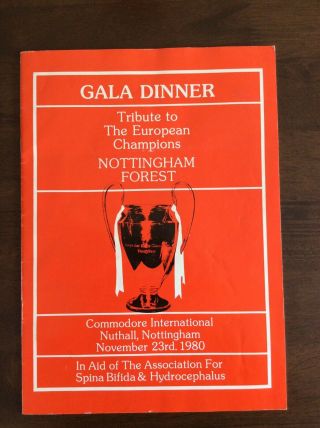 Rare A4 Nottingham Forest 1980 European Cup Final Gala Dinner Tribute Programme