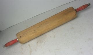 Antique Vintage Wooden Large Heavy Rolling Pin Kitchen Farmhouse 28.  5 " / 6 Lbs