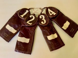 Spalding Vintage Leather Golf Club Woods Headcovers Set 1 2 3 4 1960 