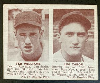 1941 Double Play Ted Williams/jim Tabor 57/ 58 Rare Card