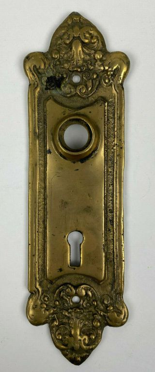 Antique Victorian Brass Door Plate For Skeleton Key Hardware 7x2