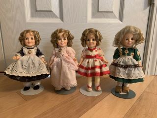 4 Vintage 1982 Ideal Shirley Temple 12 " Dolls With Stands