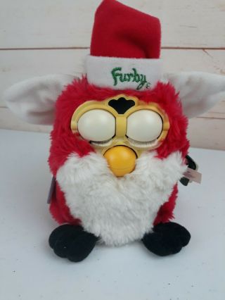 Rare Vntg 1999 Red White Furby Christmas Hat Limited Edition 440,  121 Of 500,  000