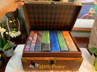 Rare Harry Potter Hardcover Box Set : Volume 1 - 7 In Chest,  Extra = 8 Book Set