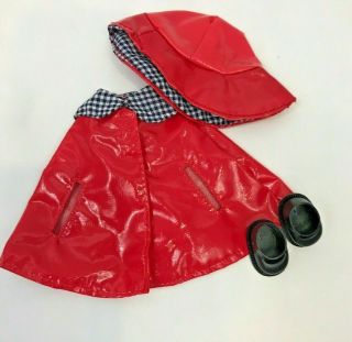 Vintage Doll Clothes For Ginny Ginger Muffie Alex 8 " Rain Coat Hat Shoes Red
