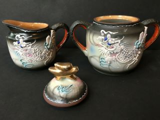 Antique Vtg Dragonware Moriage Creamer/sugar Bowl Hand Painted Porcelain Japan