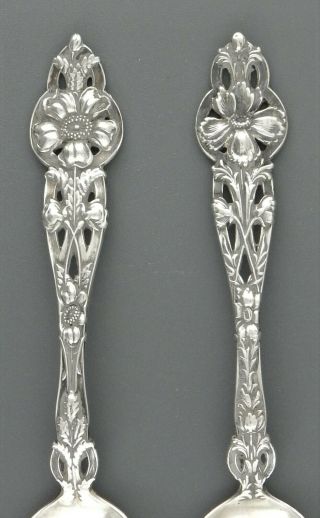 2 Gorham Alvin Silver Co Sterling Pierced Art Nouveau Teaspoons 6 5/8 