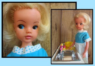 Vintage Sindy Doll,  Pedigree,  With Her Kitchen Unit,  Eastham Sink