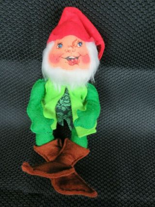 Set Of 2 Vintage Annalee 1991 6.  5 " Christmas Green & Red Elf Gnome Doll Shelf