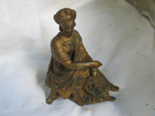 Antique Ansonia,  Seth Thomas,  Waterbury Seated Lady Spelter Mantle Clock Statue