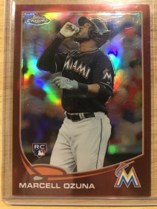 2013 Topps Chrome Marcell Ozuna Red Refractor /25 Rc Rookie Ssp Rare Braves