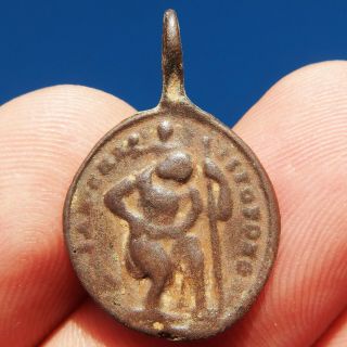 Rare St Christopher Religious Medal Antique 18th Century Barbara Pendant Found