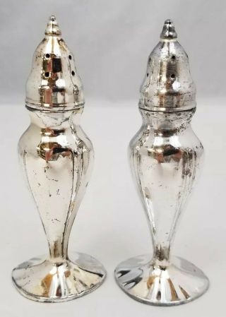 Sp Co Salt & Pepper Shakers Silver Plate 211 Made Usa 5 " S.  P.  Co La France
