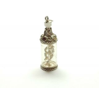 Rare Vintage Silver Nuvo Charm Drunk Man In Bottle 925 Sterling 4.  4g