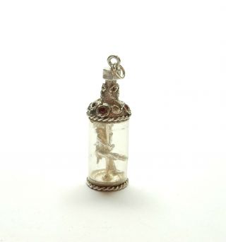 Rare Vintage Silver Nuvo Charm Drunk Man In Bottle 925 Sterling 4.  4g 2