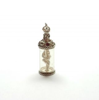 Rare Vintage Silver Nuvo Charm Drunk Man In Bottle 925 Sterling 4.  4g 3