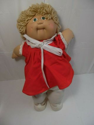 Vinage 1982 Cabbage Patch Girl Doll W/ Dress/tights/shoes Short Curly Hair Blond