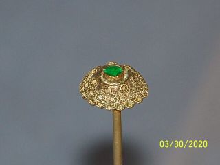 Vintage Antique Brass And Peridot Hat Pin Stick Pin