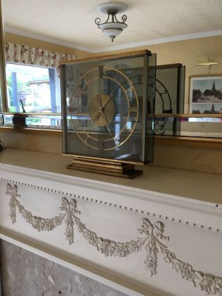 A Rare Vintage Mystery 8 Day English Mantel Clock With Large Skeleton Dial