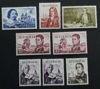 Rare 1963/65 - Australia Set Of Australian Navigators Stamps Both Papers Muh