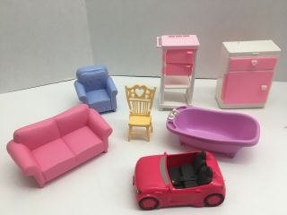 Vintage Toy Mattel Barbie Sister Kelly Doll Accessory Furniture Tub Sofa Chair