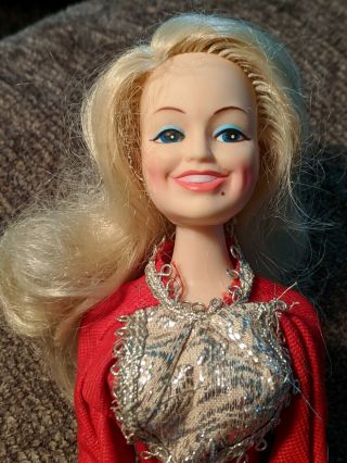 Vintage Dolly Parton 12 " Poseable Doll In Red Jumpsuit 70s Goldberger Loose Fs