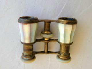 Antique French Mother of Pearl Brass Opera Binoculars Made in Saigon 3