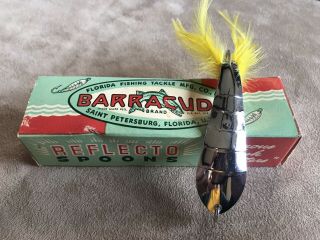 Old Vintage Fishing Lure Rare Color Barracuda Reflecto Spoon Box 2