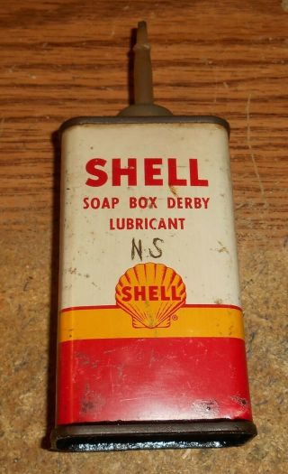 Vintage Shell Soap Box Derby Lubricant Handy Oiler Can/rare