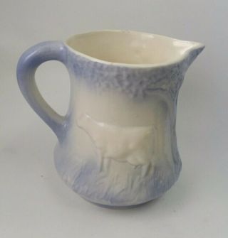 Vintage Flow Blue Salt Glaze Cow Pitcher Made In Tn Usa 1975 Phillips Ceramics