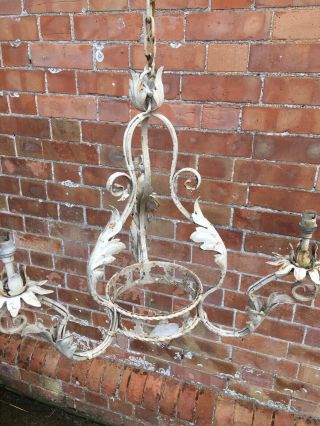 Rare Handmade Blacksmith French Gothic Heavy Wrought Iron Light Chandelier Lamp