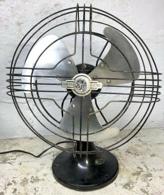Rare Antique Ge Vortalex Electric Desk Fan Chrome 10” Art Deco Blade Vtg